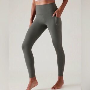 Athleta Transcend Stash High Rise Tight Bali Green